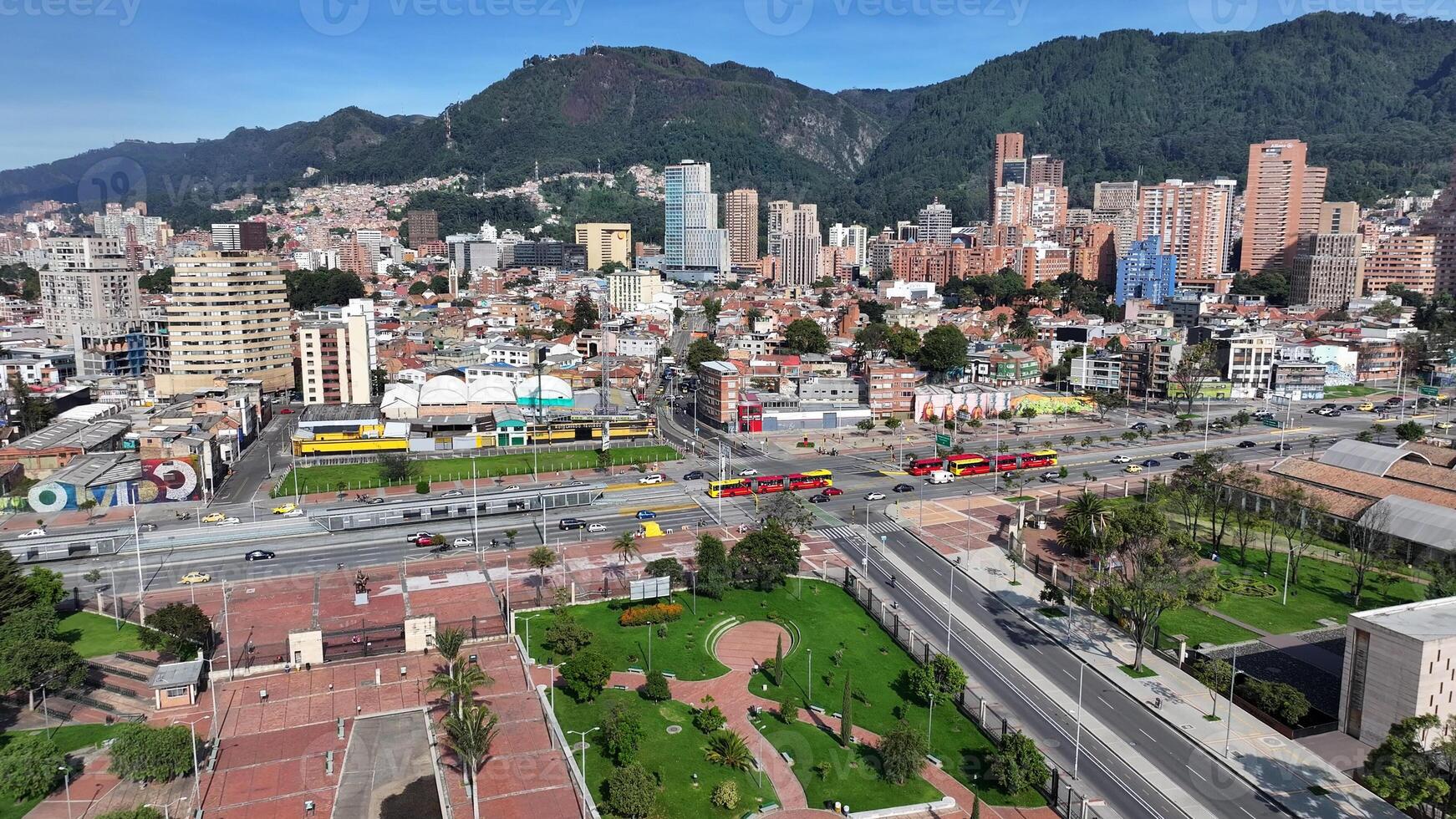 Above Renaissance Park at Bogota in District Capital Colombia.. Football Botany. photo