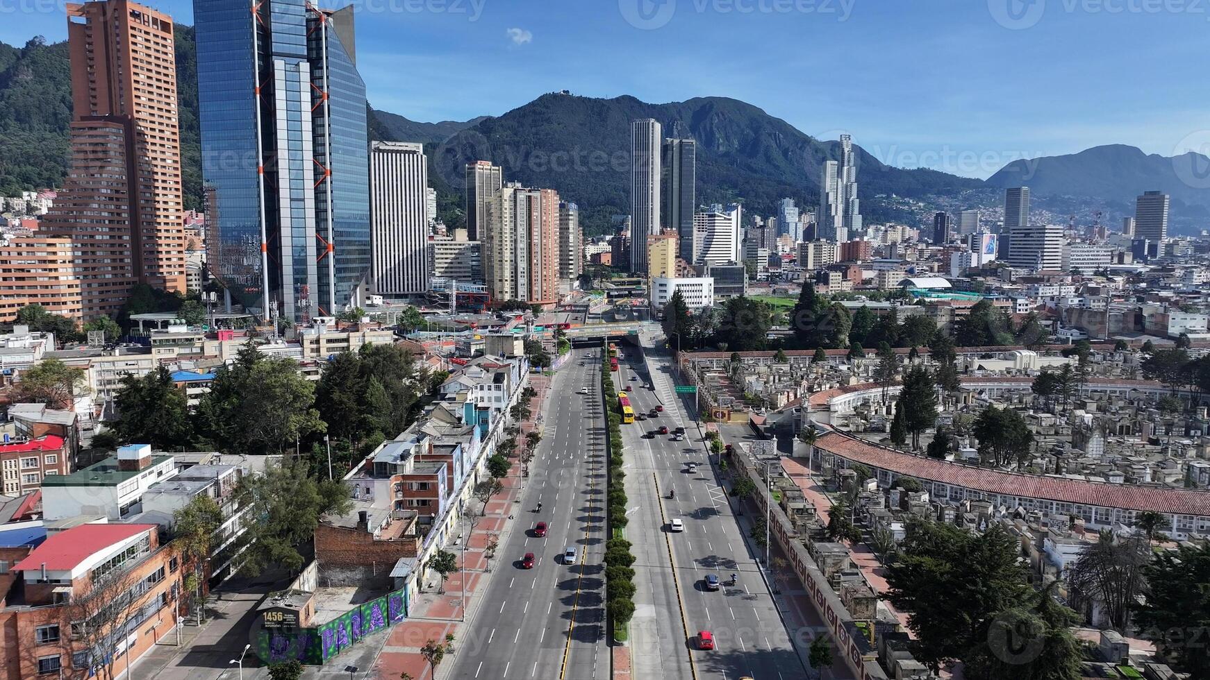 High Angle of Bogota Skyline in Bogota Cundinamarca Colombia.. Mountain High Angle View. photo