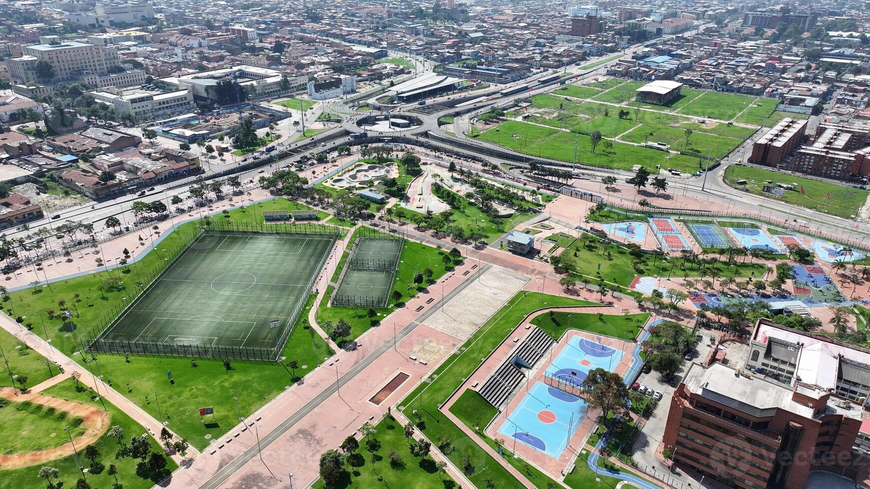 Landmark Third Millennium Metropolitan Park in Bogota District Capital Colombia.. Skyscrapers District. photo