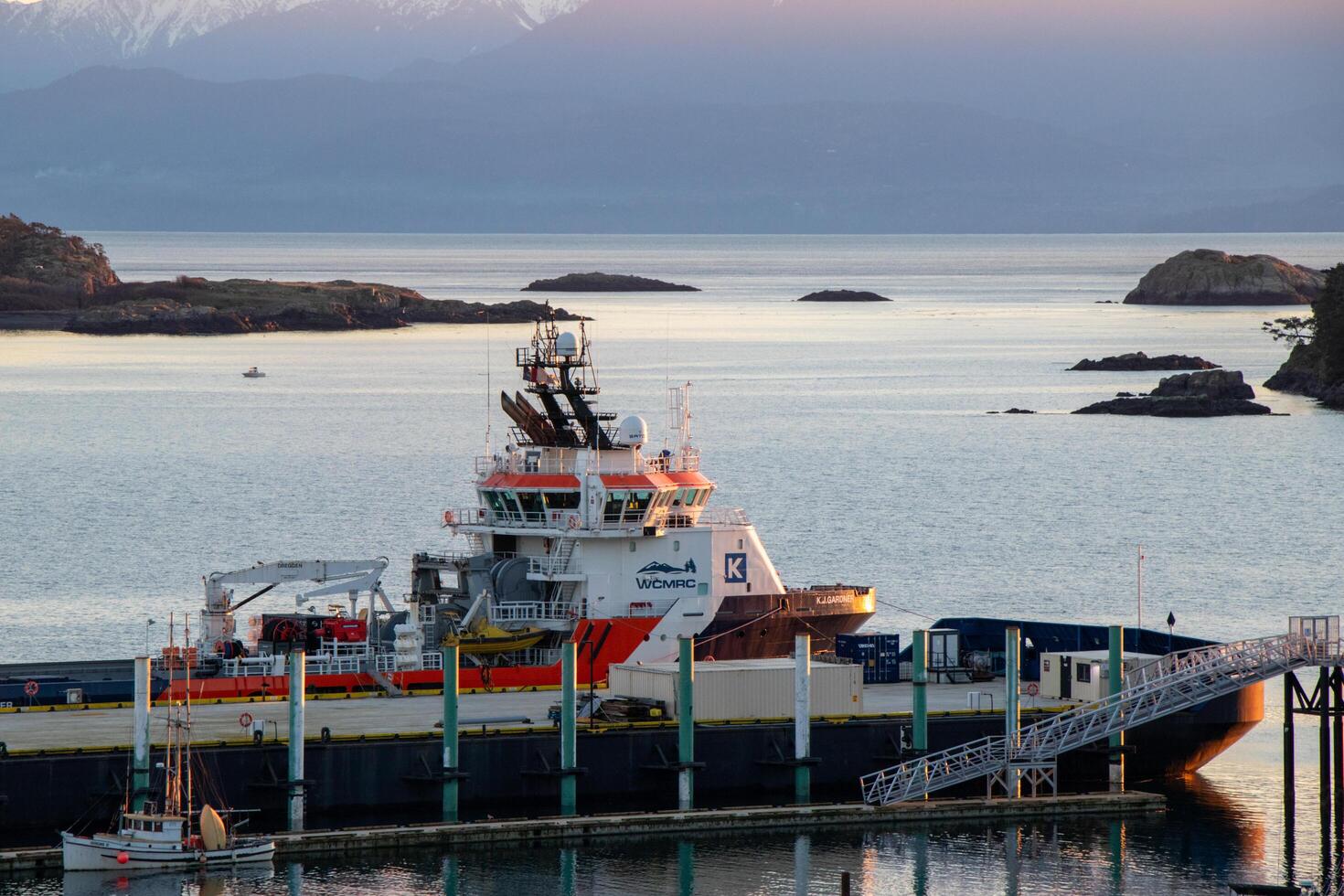 East Sooke, British Columbia, Canada - January 12, 2025 - K.J. Gardner, Canada's largest spill response vessel, based in Beecher Bay photo