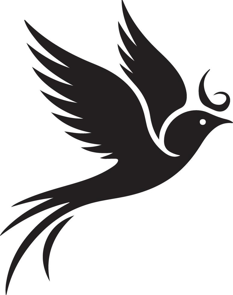 A illustration of a black silhouette of a bird vector