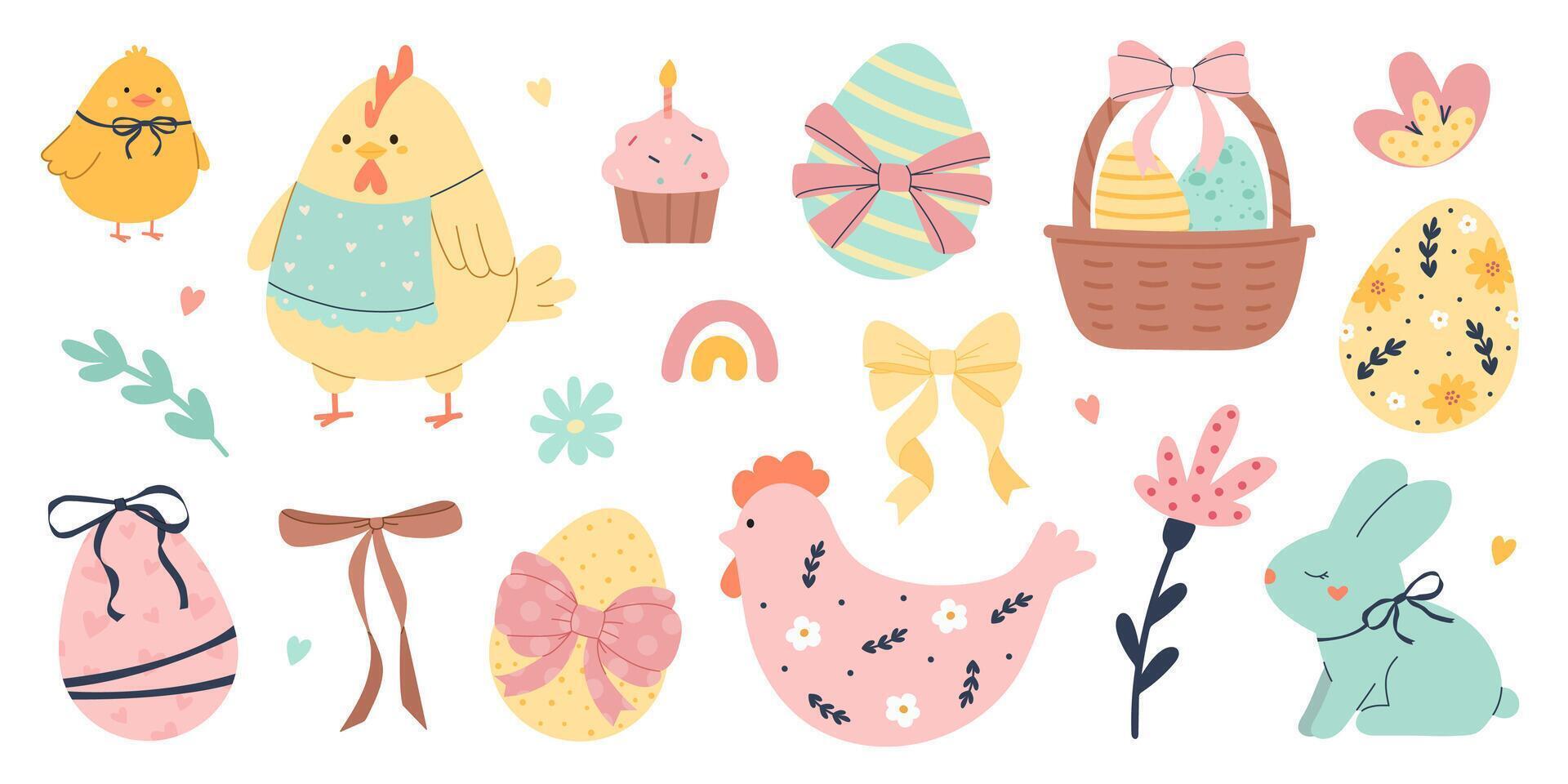 Happy Easter big set vector