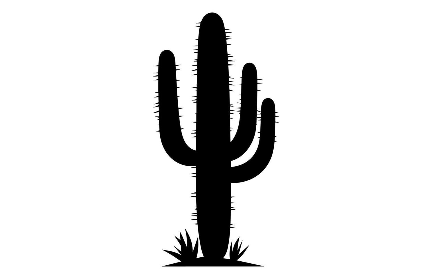 Prickly Pear Cactus Black Silhouette vector