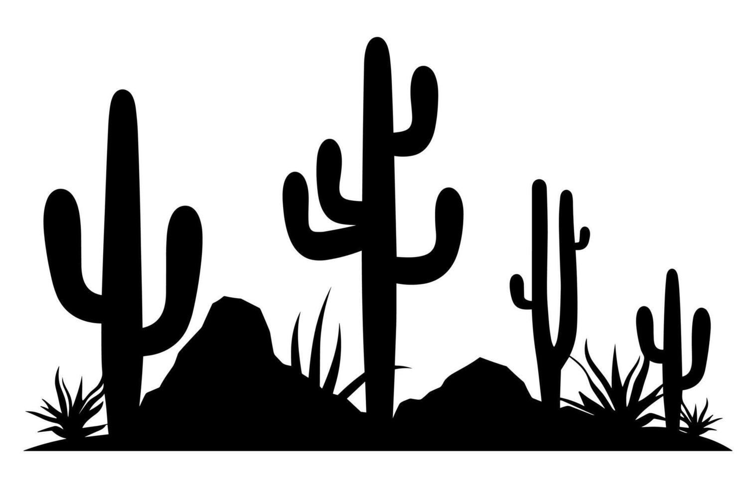 A Cactus Scene Silhouette vector