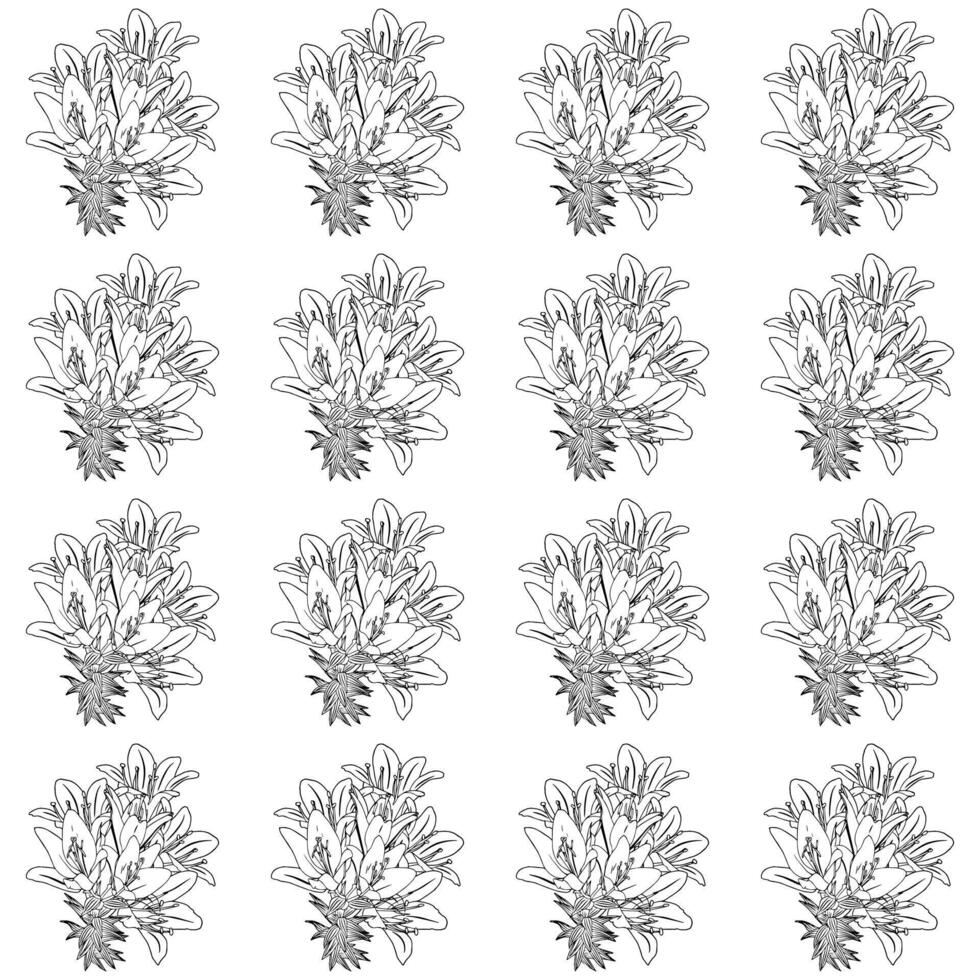 A bouquet of blossoming lilies on long stems. vector