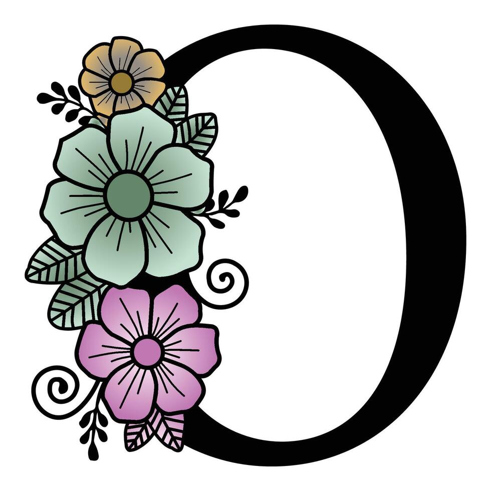 Luxurious floral alphabet O eps format illustration. vector