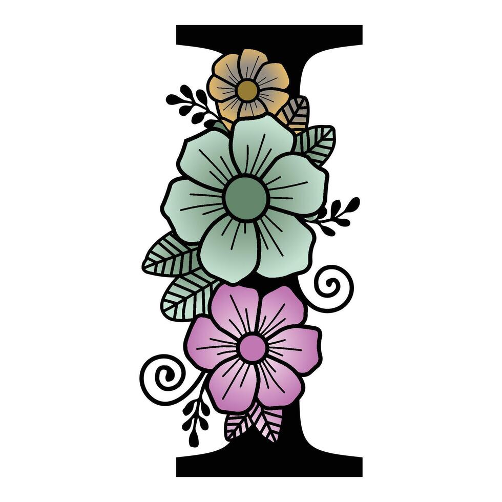 Luxurious floral alphabet I eps format illustration. vector