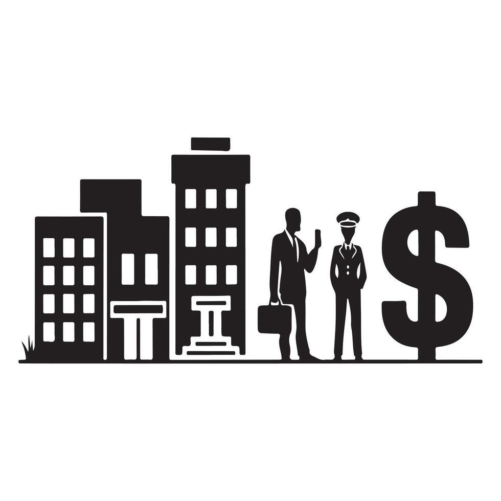 Business Deal in Urban Setting with Financial Gain vector