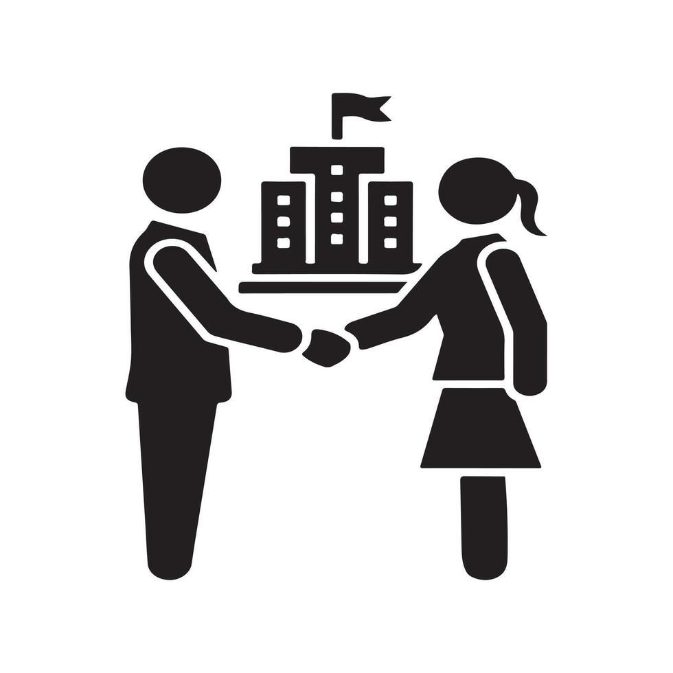 Business Deal and Partnership with Office Building vector