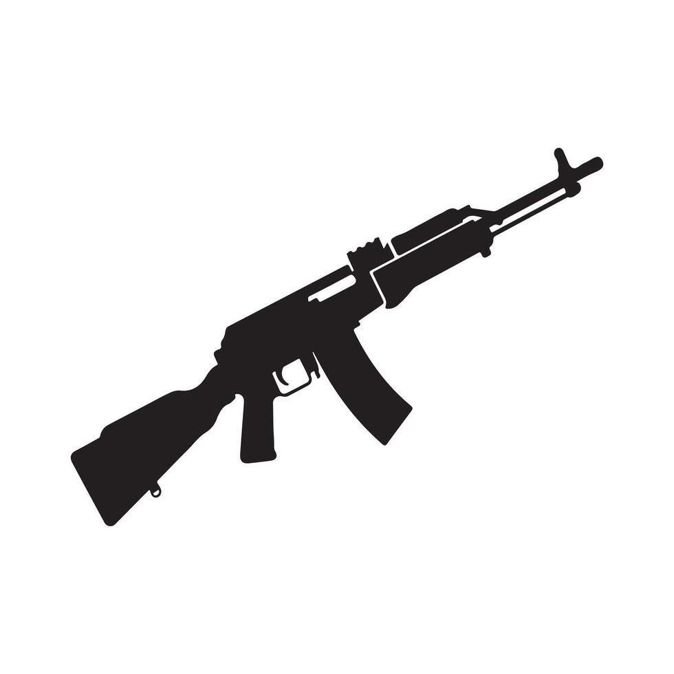 Silhouette of an assault rifle, perfect for military design. vector