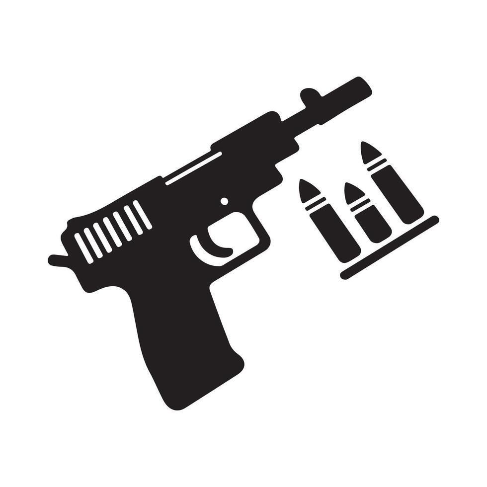 Simple Handgun with Ammunition vector