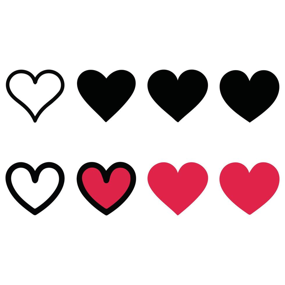 Heart Icons in Different Shades and Styles vector