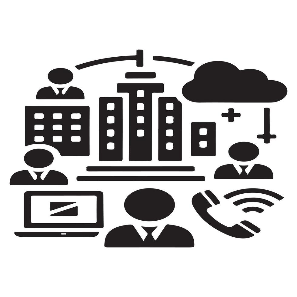 Global Business Network Icon, Representing Cloud Computing and Communication vector