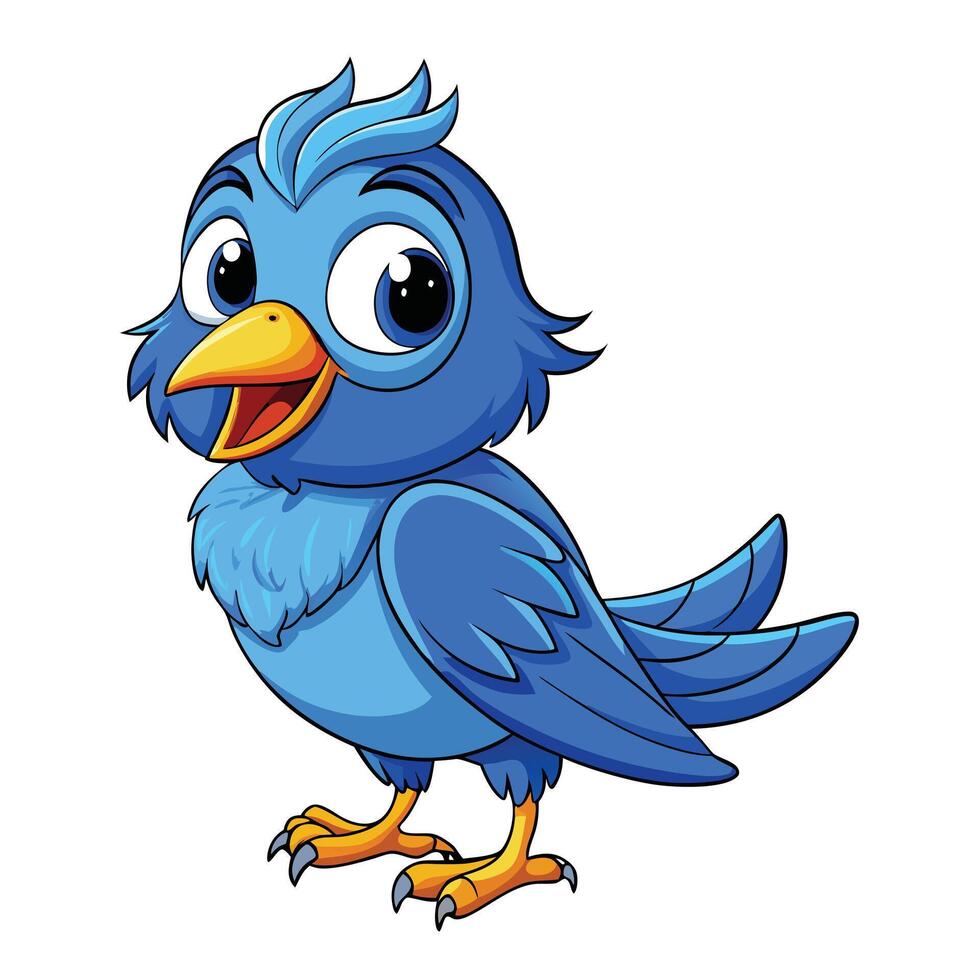 Sticker template with a blue bird isolated on white background vector