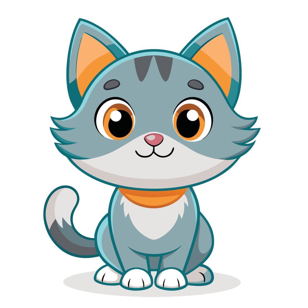 Cartoon gray cat on white background vector