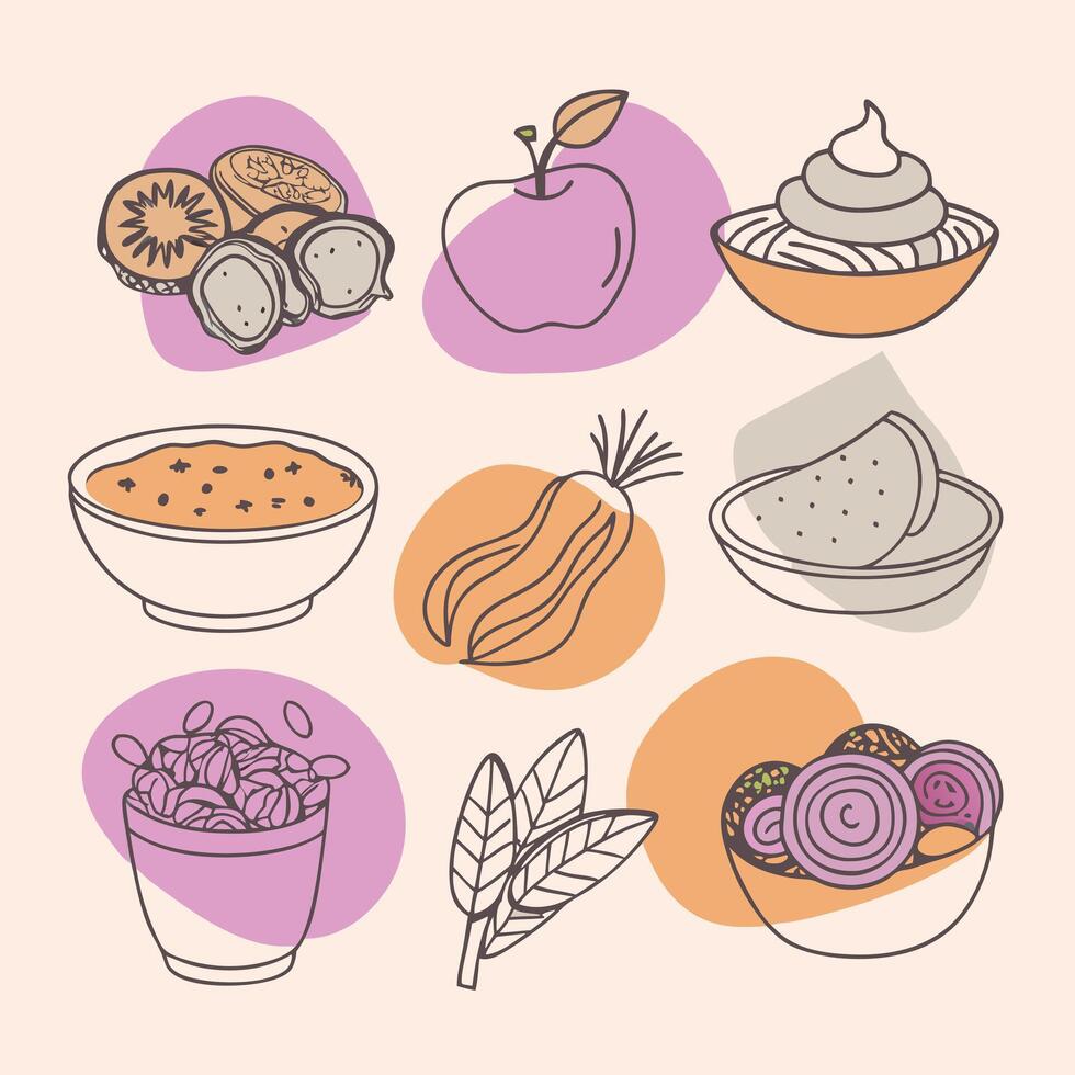 Food dishes collection vector