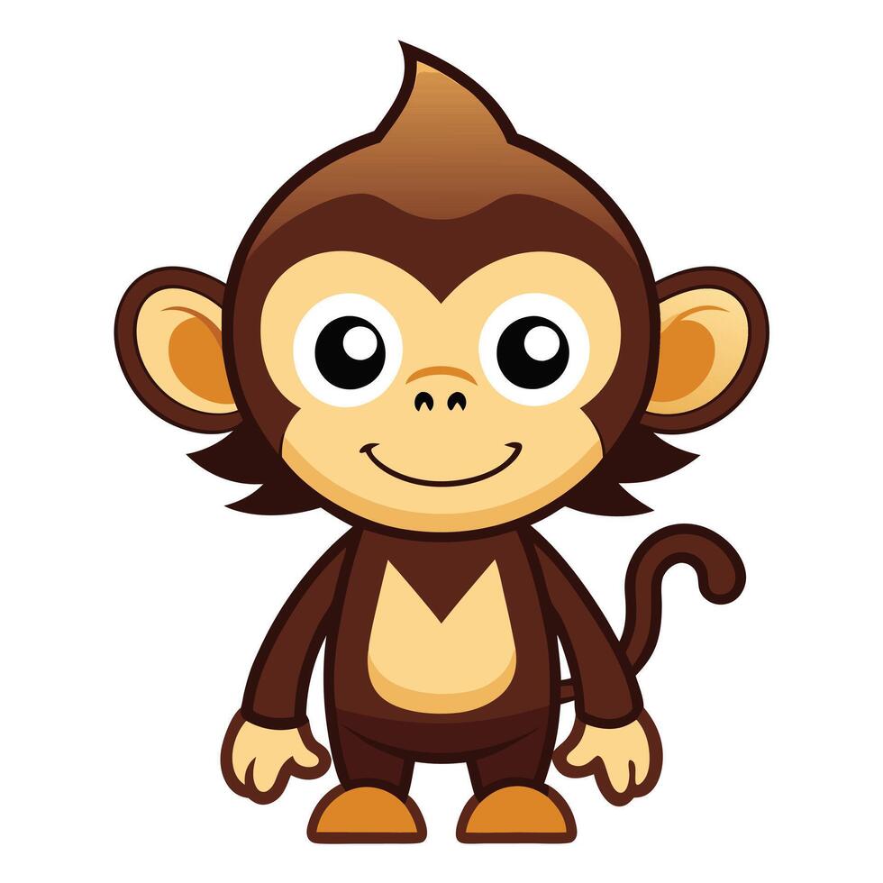 Happy monkey standing alone vector