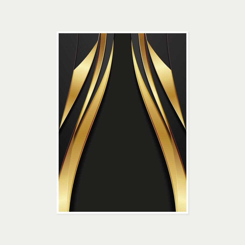 Dark gold abstract wave cover vector