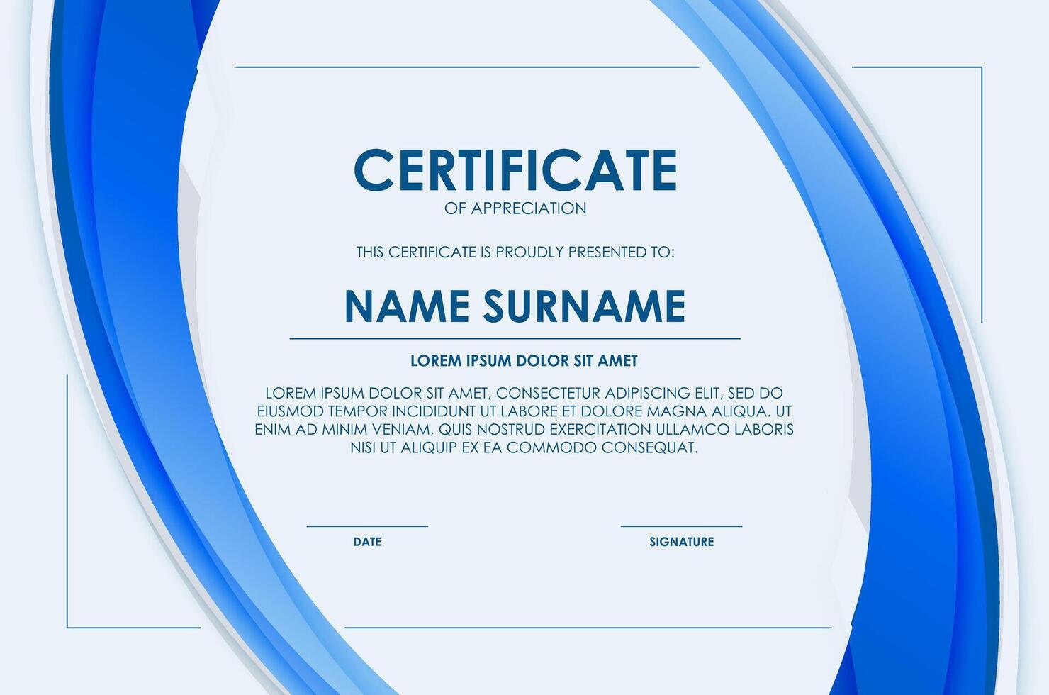 modern wave abstract design award certificate. vector