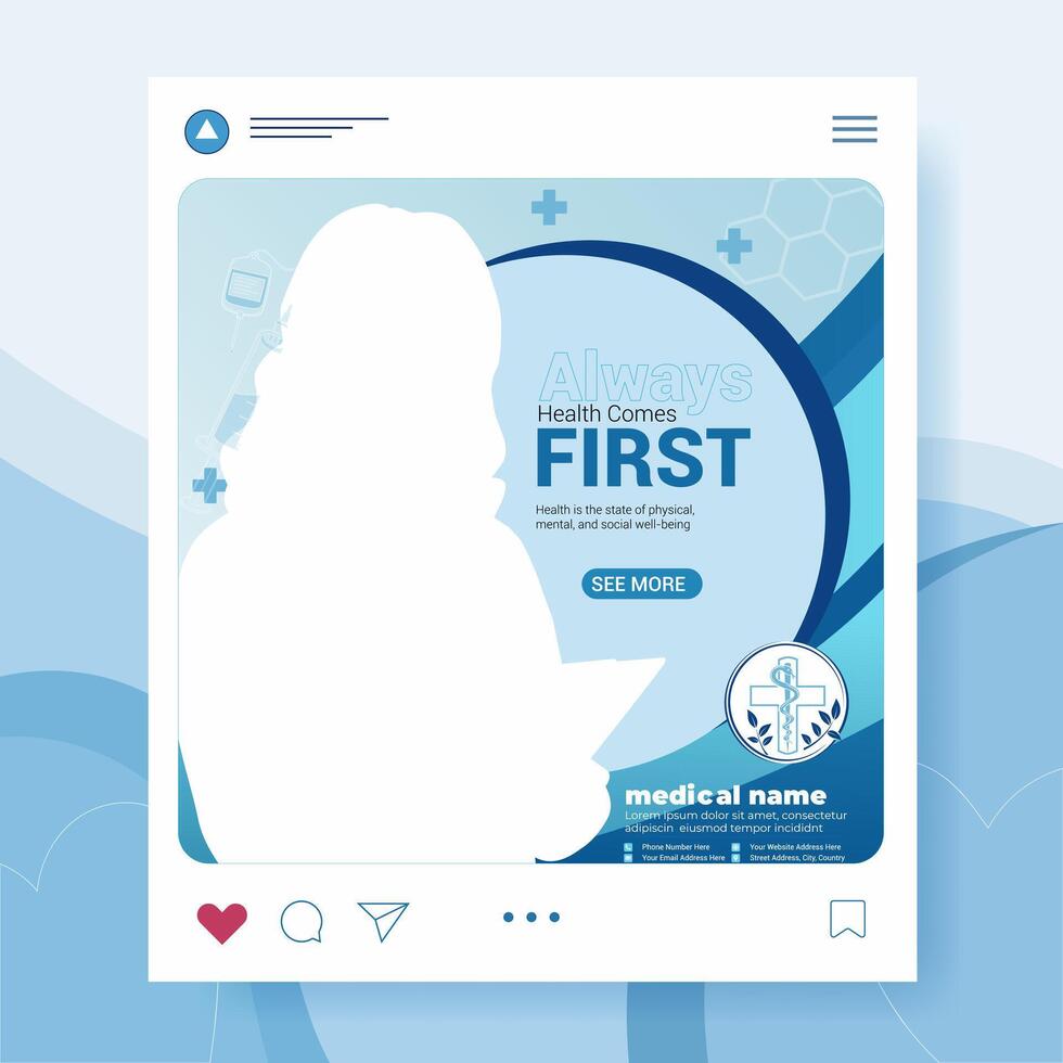 a poster for a medical website with a woman in the middle vector