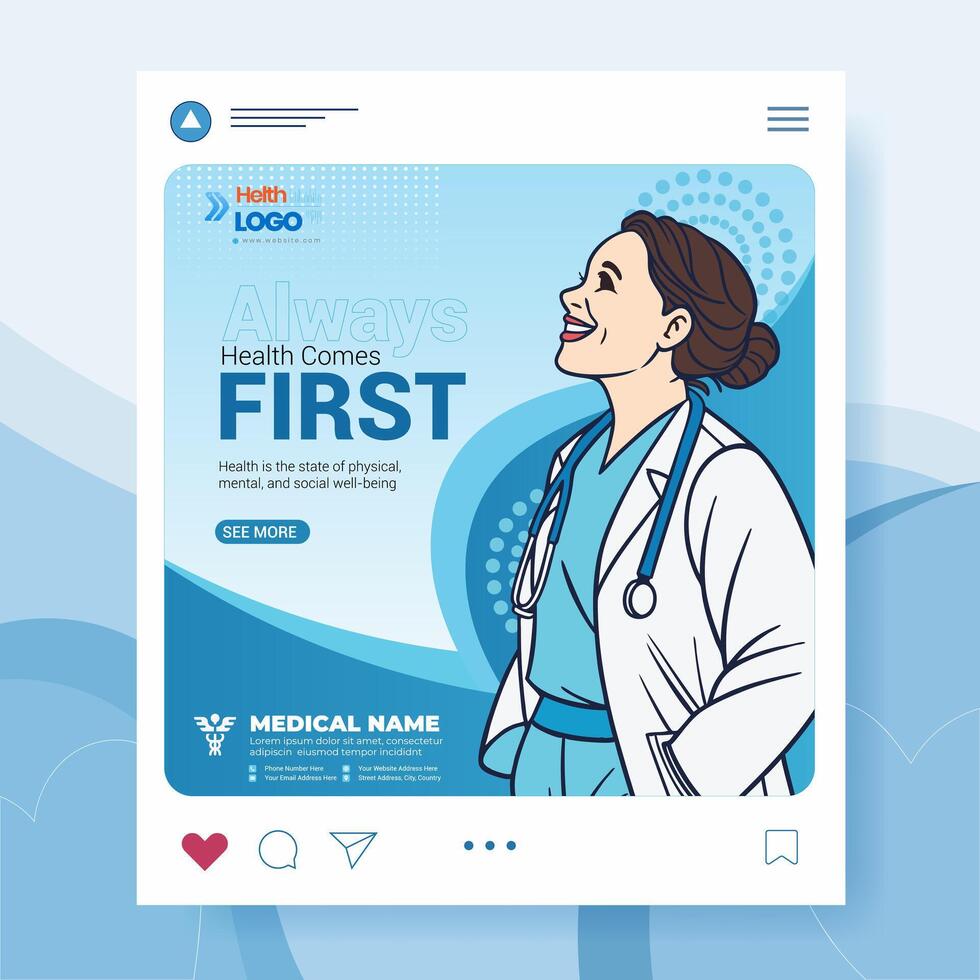 a doctor's social media page with the words first vector