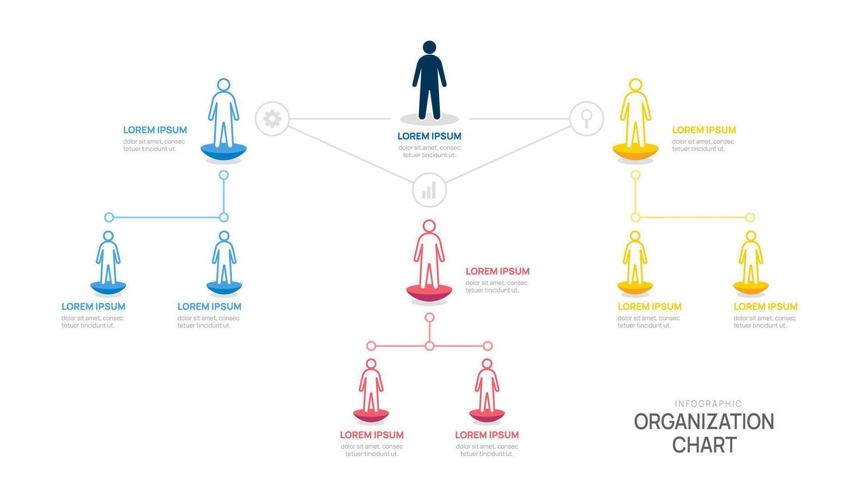 organization line chart Infographic template for with business avatar icons. illustration. vector