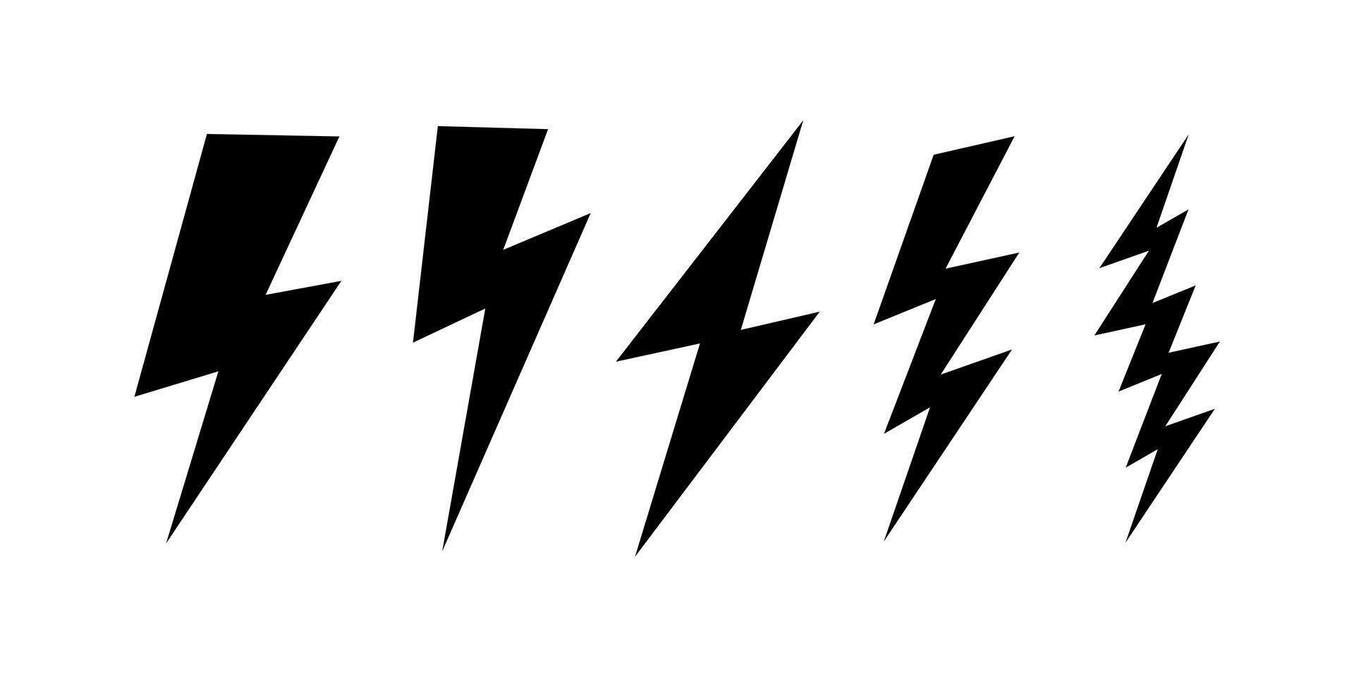 collection of black lightning symbols vector