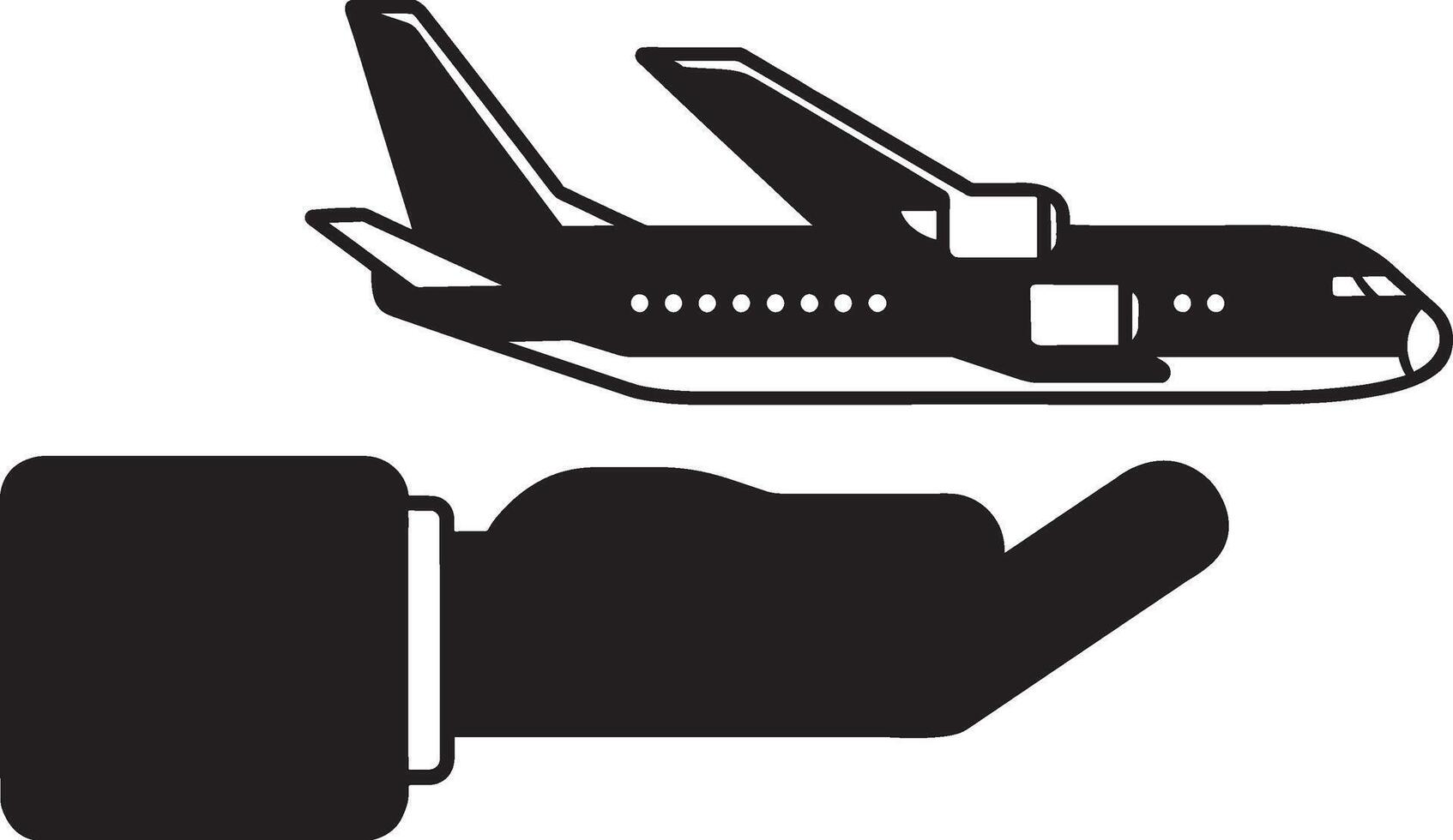 hand holding sample Airplane with art style illustration. vector