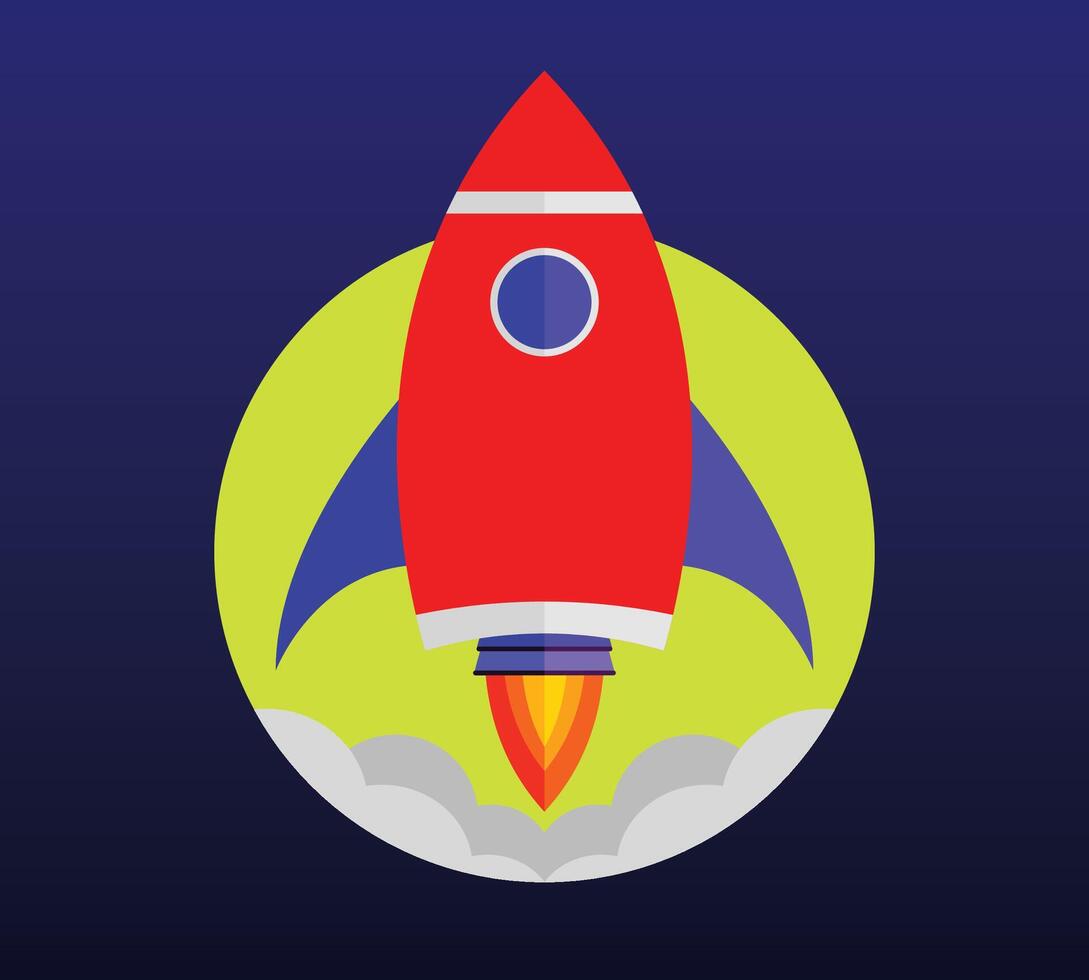 flat design rocket icon with attractive colors vector
