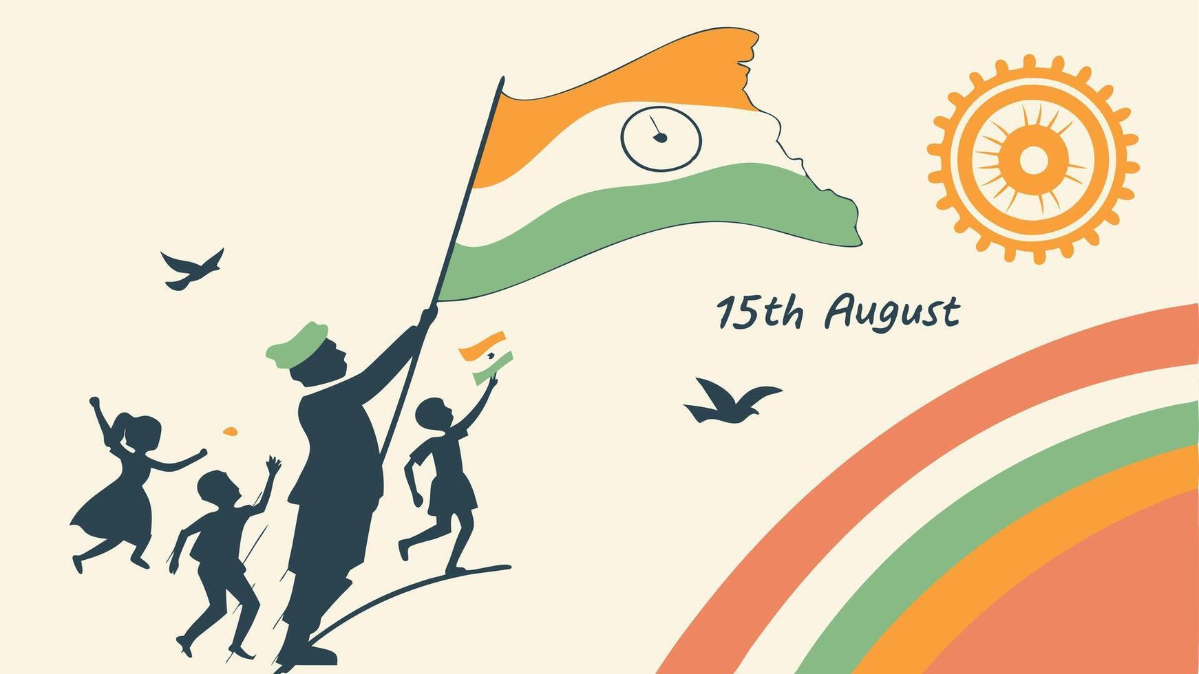 Indian flag, swirling colors, tricolor, saffron, white, green, Ashoka Chakra, dynamic brushstrokes vector