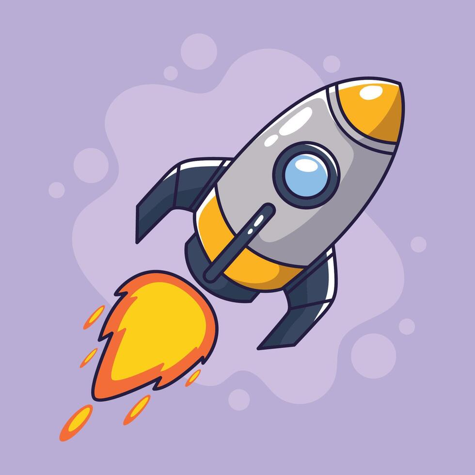 Cartoon rocket icon. Space and cosmos theme. Colorful design. illustration vector