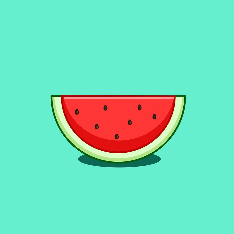 Slice watermelon illustration cartoon flat design vector