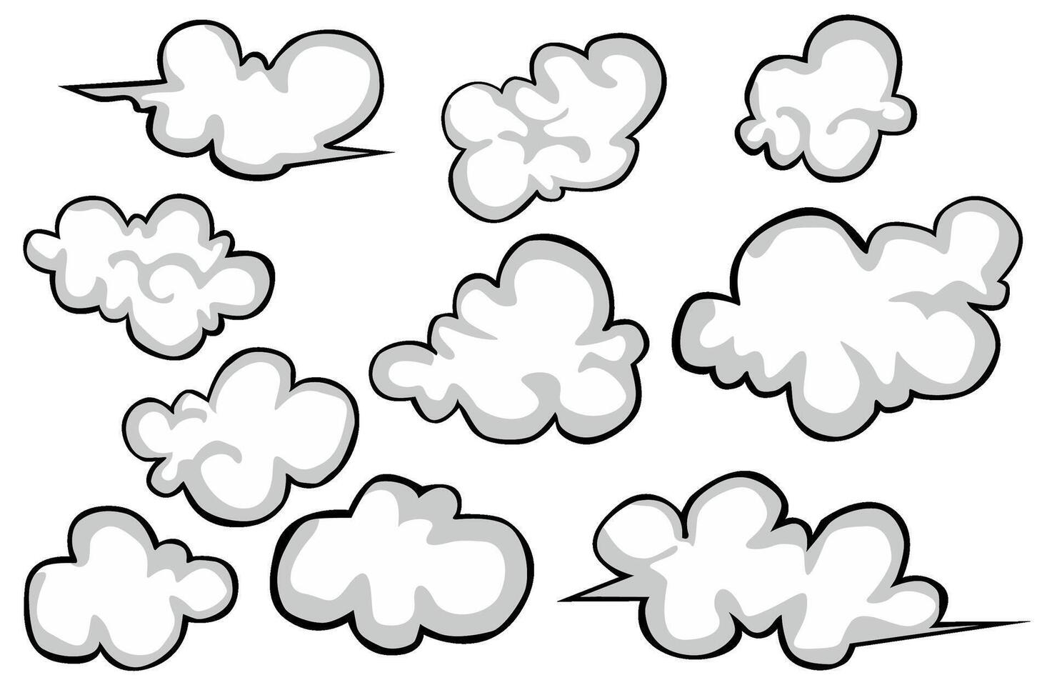 A Set Of Clouds With Various Shapes For Design Decoration vector
