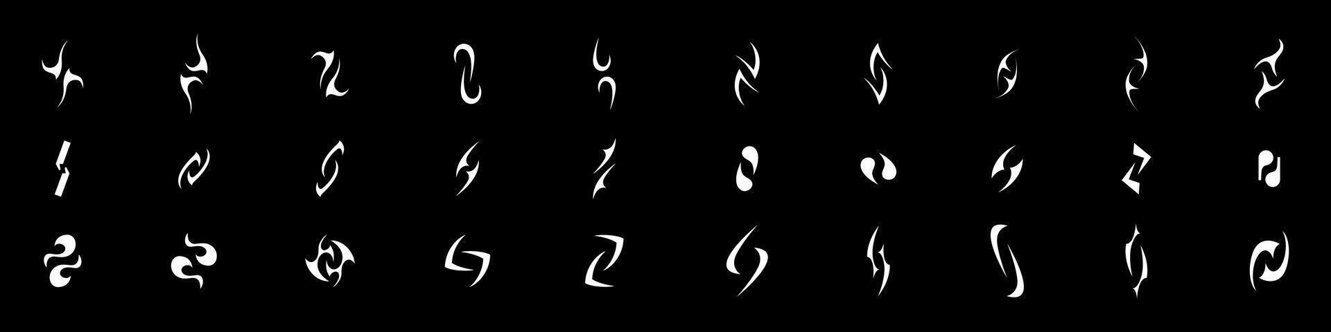 Y2K inspired abstract tribal symbol designs vector