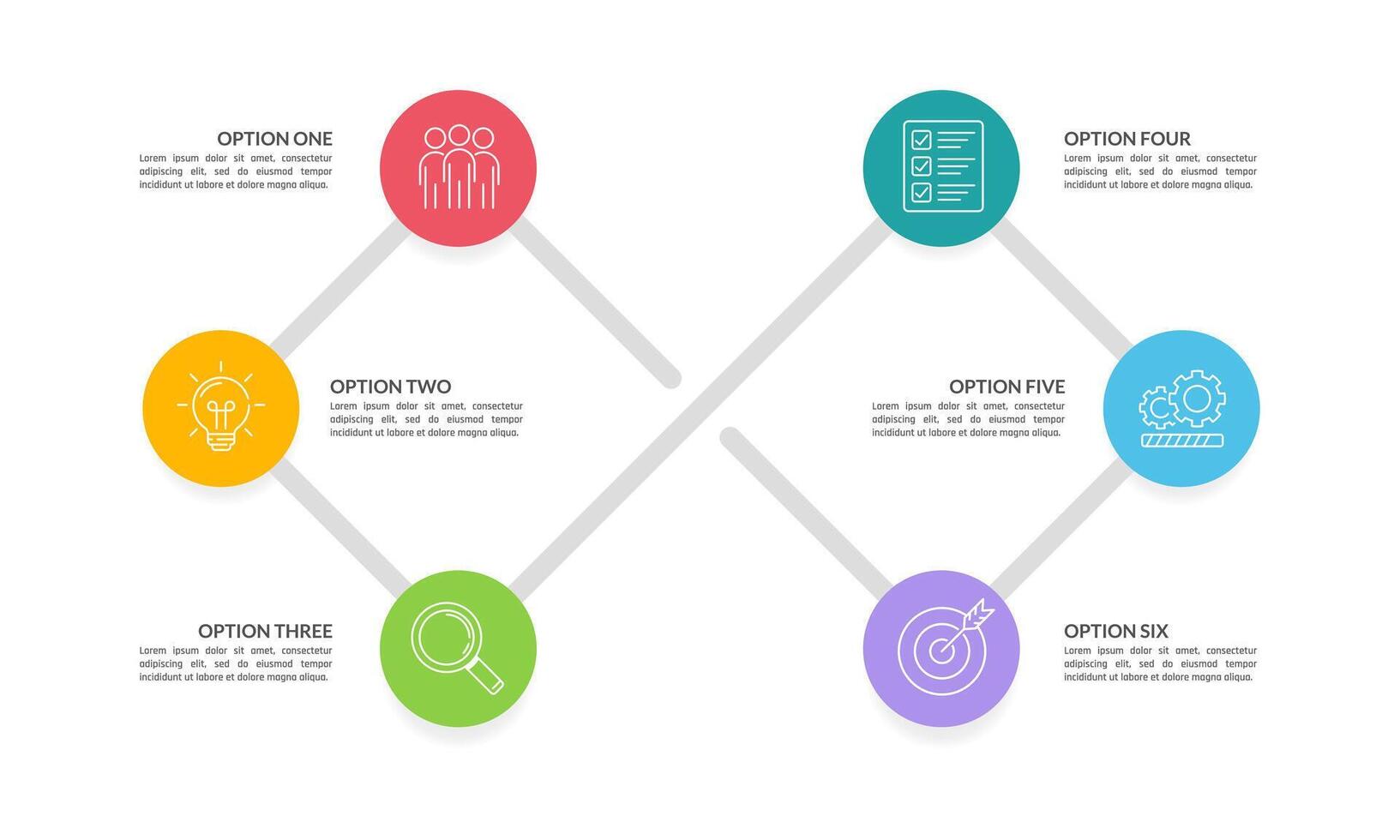 Business Infographic, 6 Key Elements in the Business Cycle. Presentation, Banner, Poster, Plan and Strategy. vector