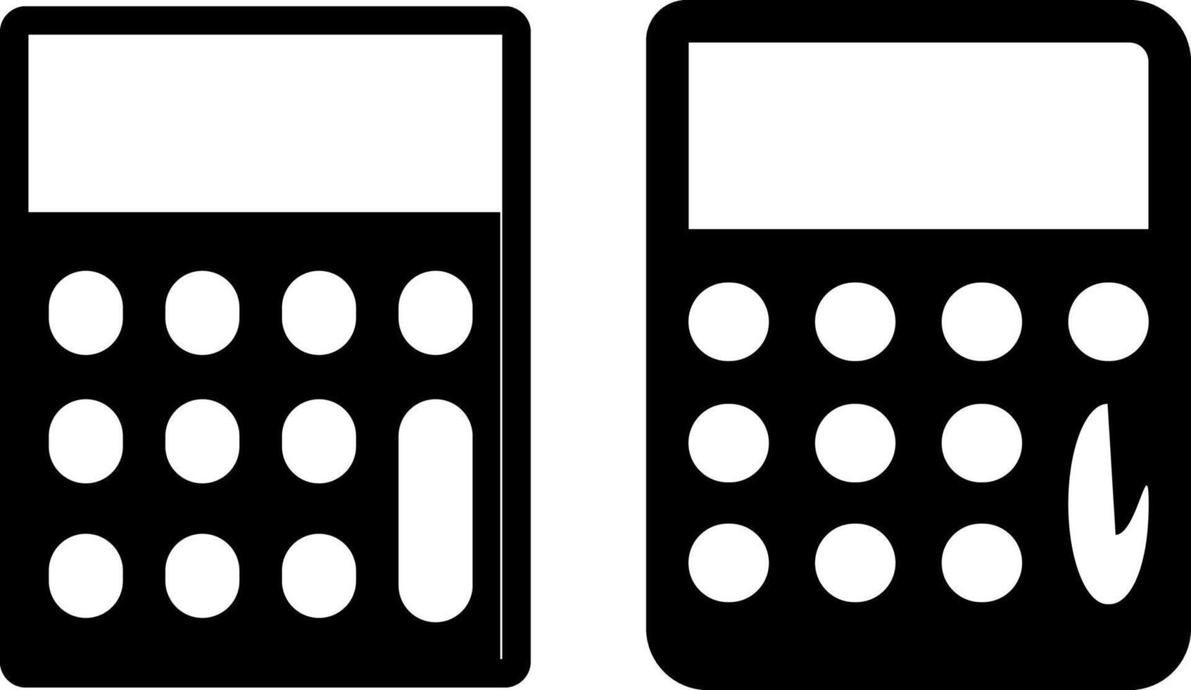 Calculator icon set. Black color outline or solid symbol vector