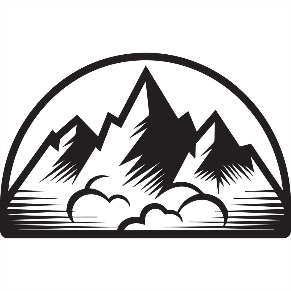 Sunrise Behind Mountain Peaks Illustration vector