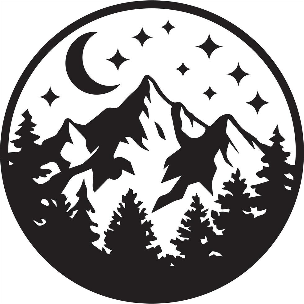 Mountains with Pine Forest Illustration vector