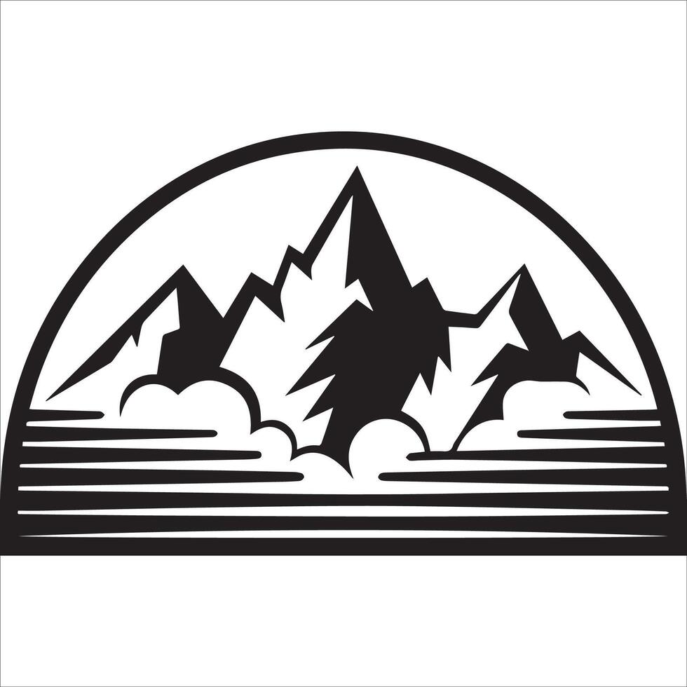 Minimalist Mountain Art Illustration vector