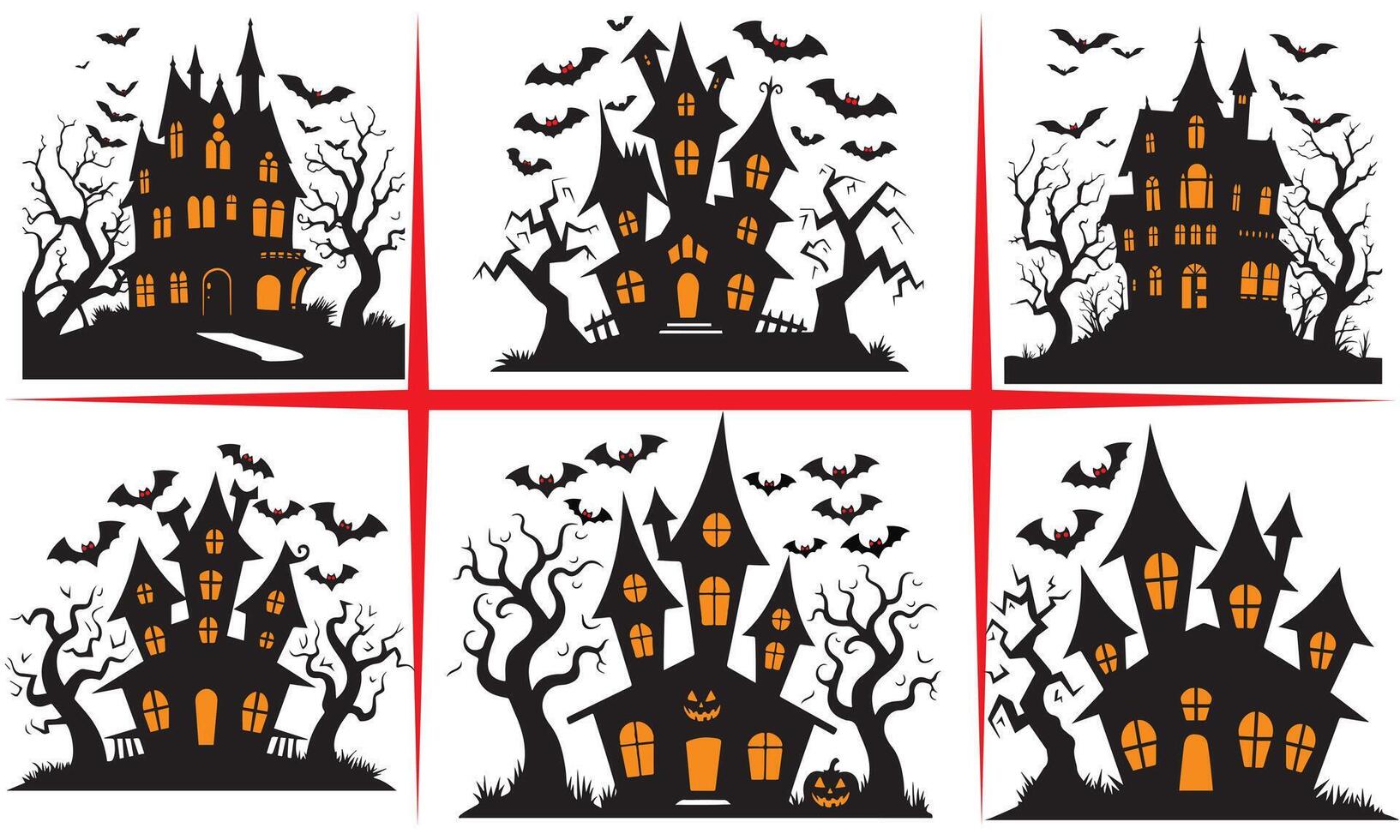 Halloween Haunted illustration Spooky Haunted House Clipart Design vector