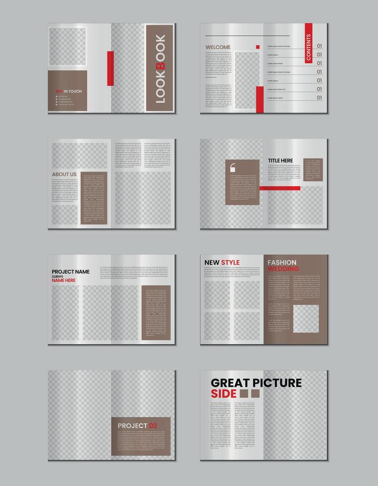 16 pages brochure layout design vector