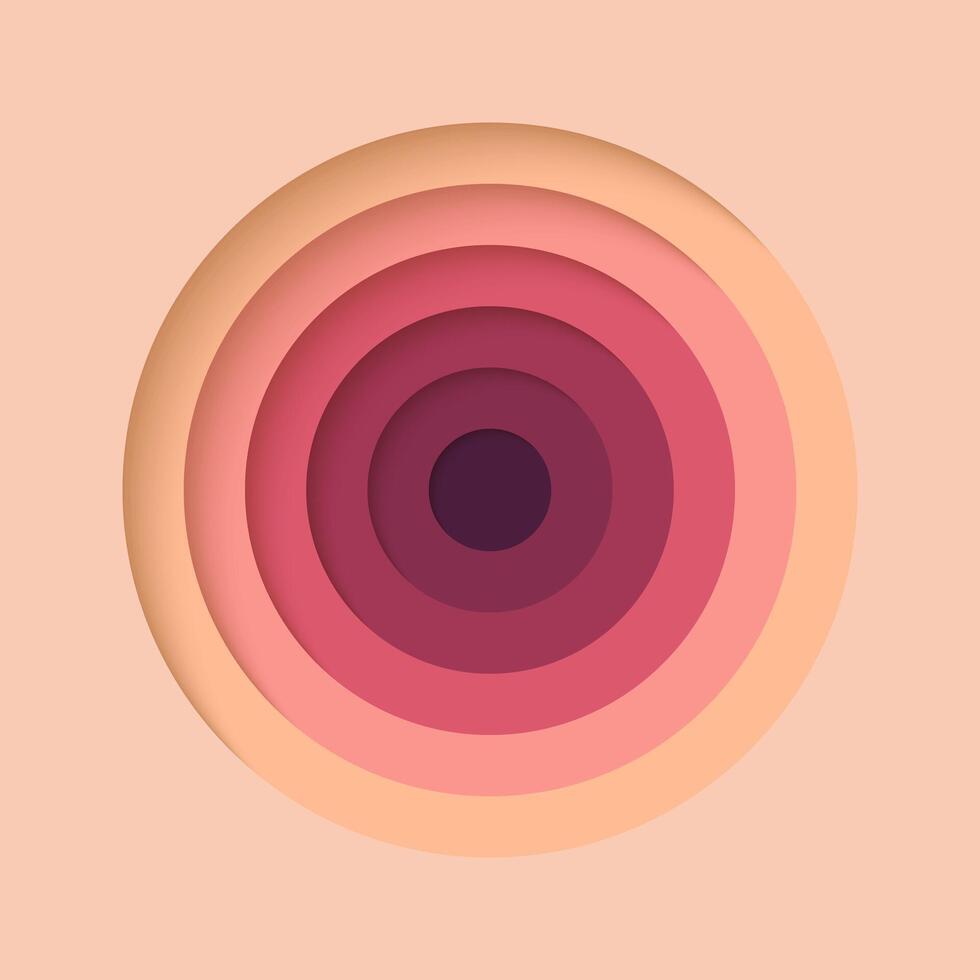 3D background with paper cut modern round holes in love colours. Trendy design layout for presentation, flyer, poster, banner, business card. Geometric illustration. vector