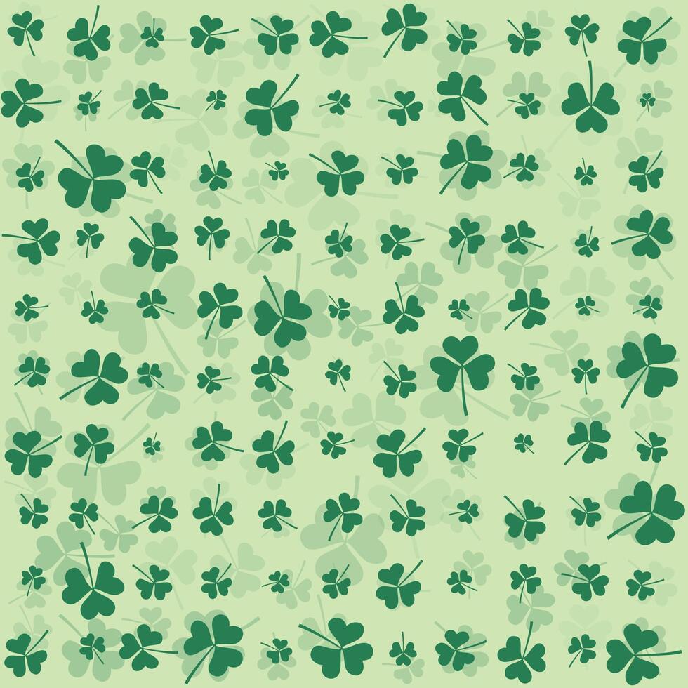 st. patrick's day green shamrock and clover art seamless pattern background vector