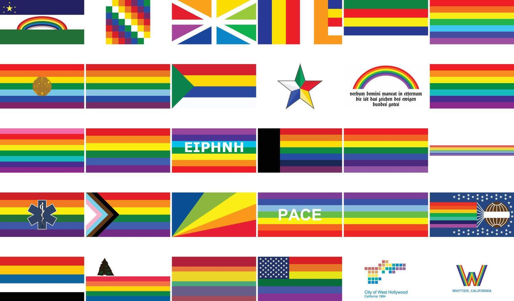 LGBTQ Rainbow Flags Bundle High Quality IllustrationLGBTQ Rainbow Flags Bundle High Quality Illustration vector