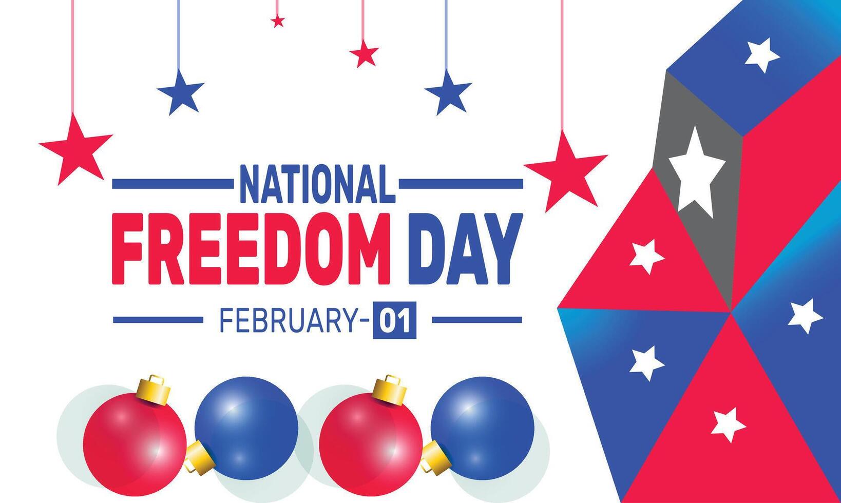 National Freedom Day celebrates the signing of a resolution that later became the 13th Amendment abolishing slavery in the United States. It honors freedom, equality, and justice for all. vector