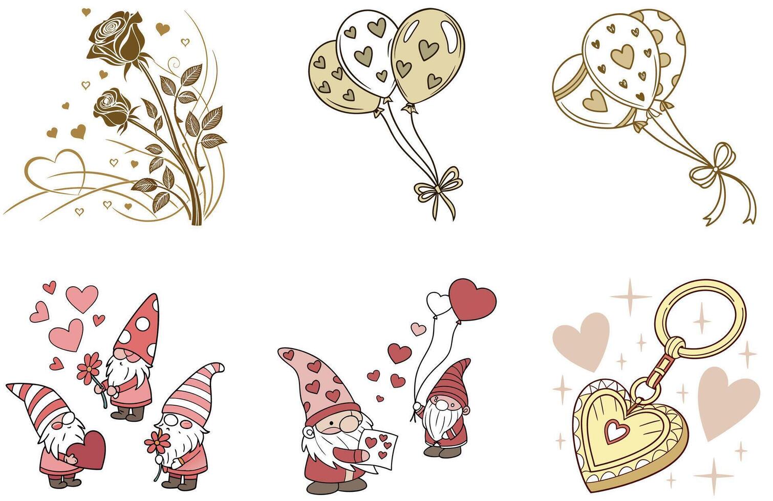 Shiny Red Heart Valentine Bundle - A Treasured Collection Illustrations vector