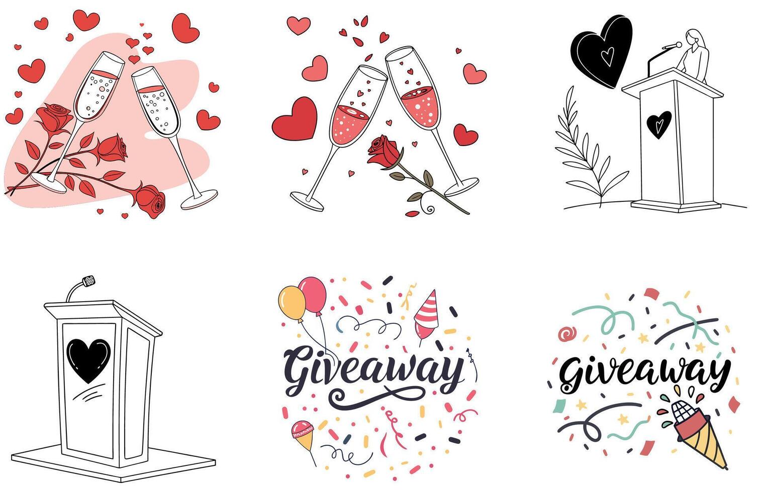 Romantic Beach Getaway - Valentine Bundle Collection Illustrations vector