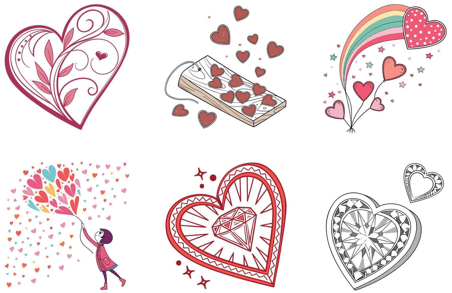 Happy Valentine Bundle - A Festive Red Hearts Collection Illustrations vector