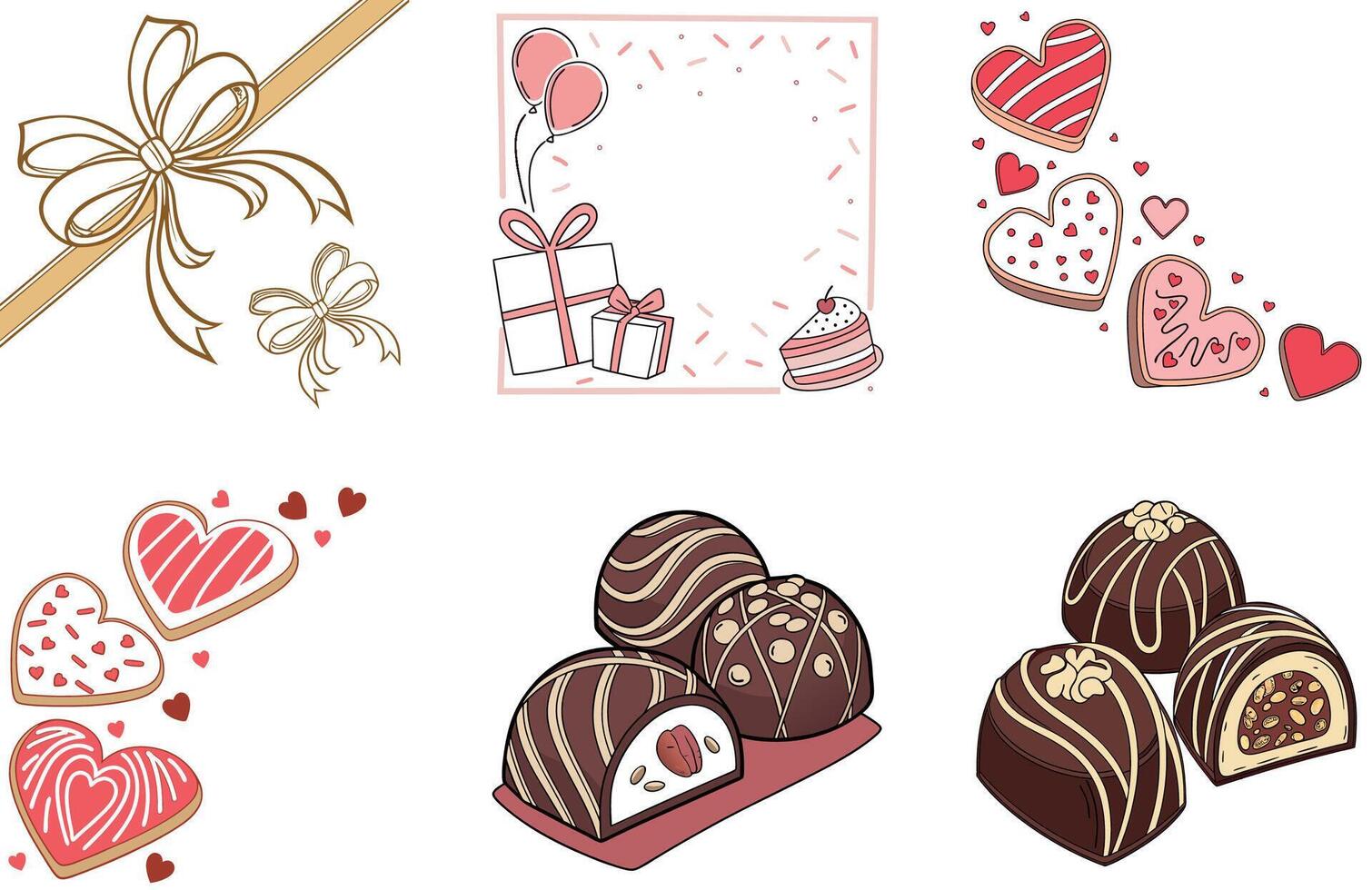 Red Heart Valentine Bundle - Romantic Design Collection Illustrations vector