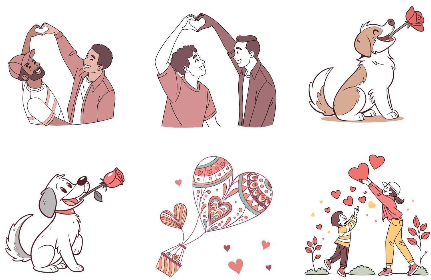 Sweetheart Valentine Bundle - Adorable Creature Collection Illustrations vector
